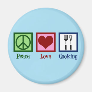 Cute Chef Peace Kärlek Cooking Utensils Magnet