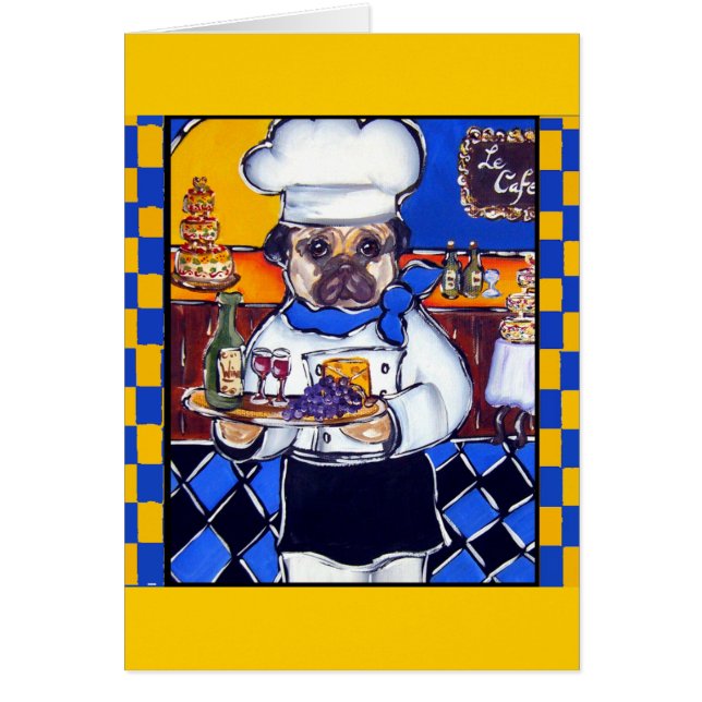 Cute Chef Pug Hälsningskort (Framsidan)