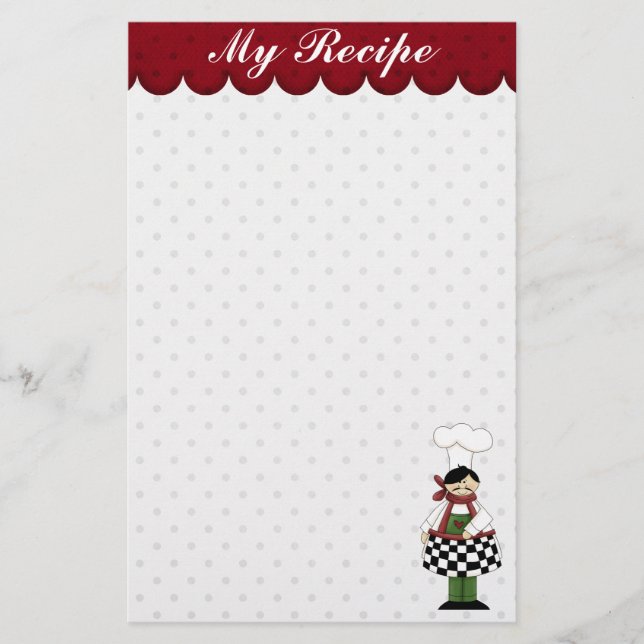 Cute Chef Stationery Brevpapper (Framsida)