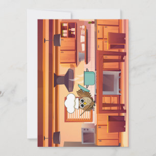 Cute Chef Uggla-kokning i köket Julkort