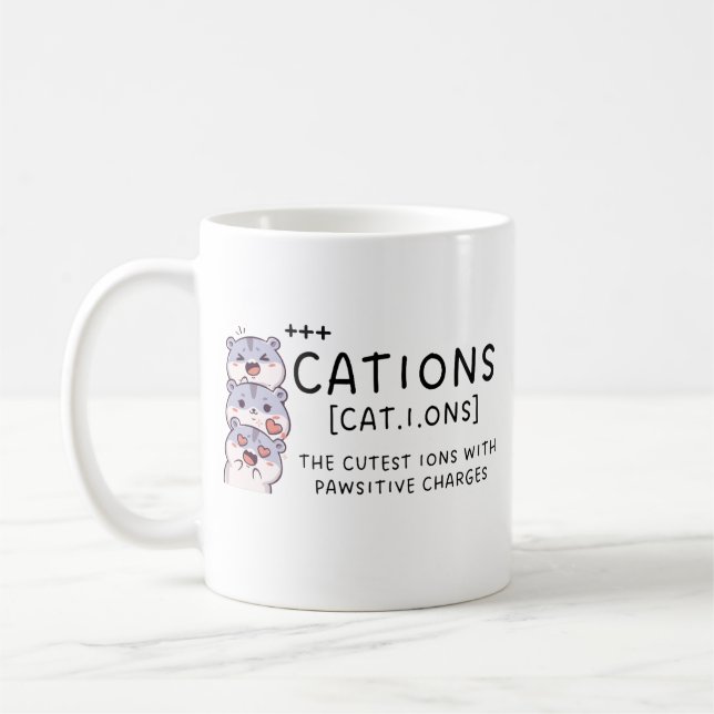 Cute Chemistry Mugg,Chemistry Gift Idea,Cation Kaffemugg (Vänster)