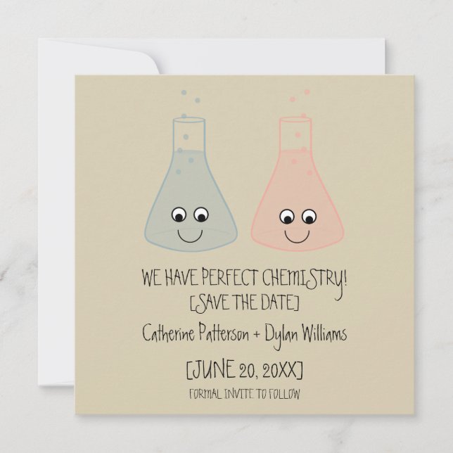 Cute Chemistry Save Date Inbjudan (Framsida)