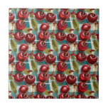 Cute Cherries Kontrollerade Play Mönster Kakelplatta<br><div class="desc">En vattenfärgsillustration mönster av blanka körsbär,  sage grönt foliage och blå plattor och grönt med plaid plattor.</div>