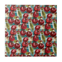 Cute Cherries Kontrollerade Play Mönster Kakelplatta