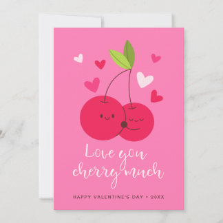 Cute Cherries Love Hearts Valentine's Day Julkort