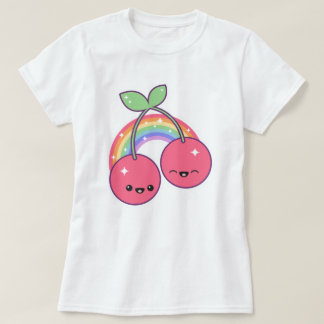 Cute Cherries med regnbåge T Shirt