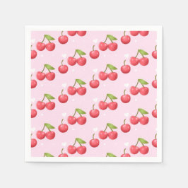 Cute Cherry 1:a födelsedag Party Pappersservett