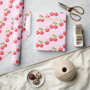 Cute Cherry 1:a födelsedag Party Presentpapper