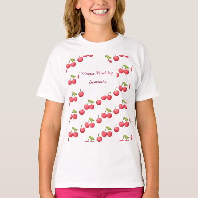 Cute Cherry 1:a födelsedag Party T Shirt (Framsida)