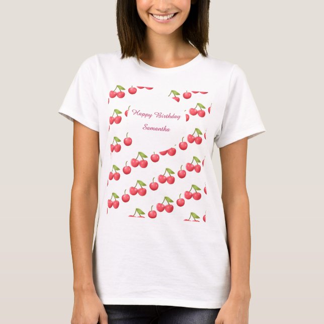 Cute Cherry 1:a födelsedag Party T Shirt (Framsida)