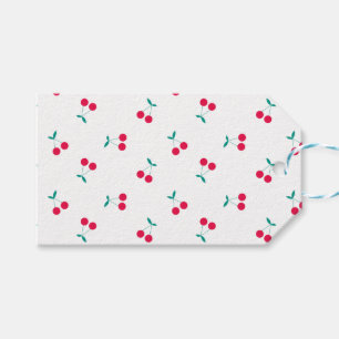 Cute Cherry Aesthetic Cherries Mönster White Presentetikett
