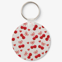 Cute Cherry and Heart Pattern Keychain