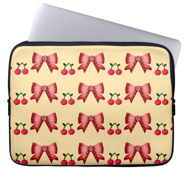 Cute Cherry Bow Seamless Pattern Pink Aesthetic Ka Laptop Fodral (Framsidan)