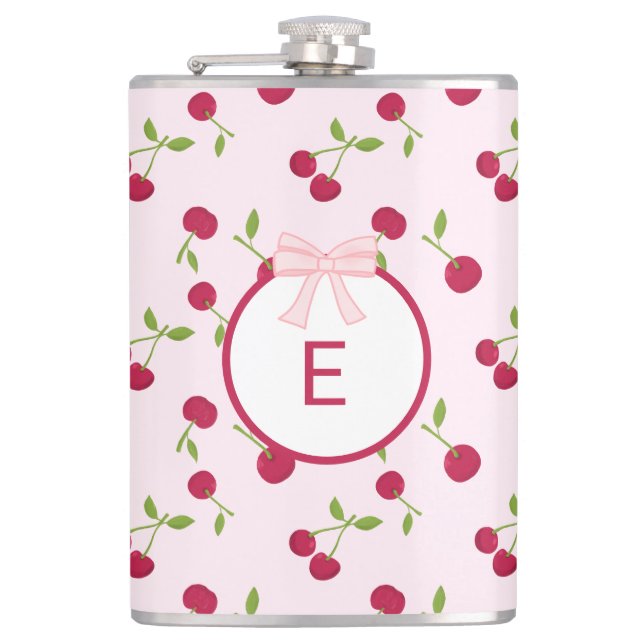 Cute Cherry Coquette Pink Custom Monogram Fickplunta (Framsidan)