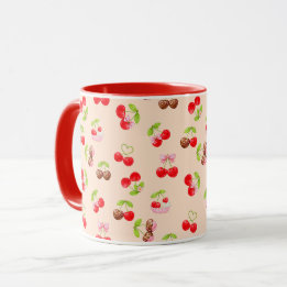 Cute Cherry Dessert Pattern Sweet Aesthetic Design Mugg