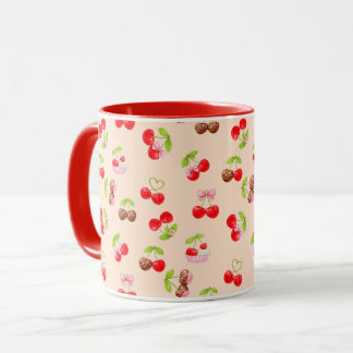Cute Cherry Dessert Pattern Sweet Aesthetic Design Mugg