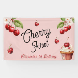 Cute Cherry First 1st Girly Birthday Rosa
