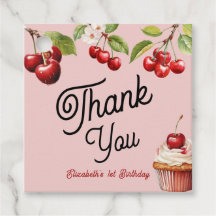 Cute Cherry First 1st Girly Birthday Rosa