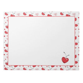 Cute Cherry Hearts Boho Scandinavian Valentine  Anteckningsblock