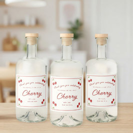 Cute Cherry Labels for Baby Shower - Thank You Spritflaskor Etikett