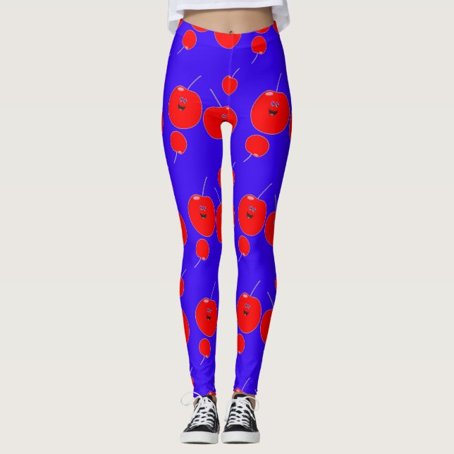 Cute Cherry och Blue Mönster Leggings (Framsida)