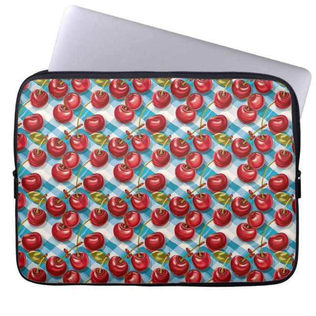 Cute Cherry och Blue Play Mönster Laptop Fodral (Framsidan)