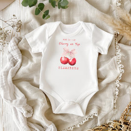 Cute Cherry on Top Rosa Bow Baby Bodykostym T Shirt
