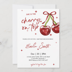 Cute Cherry på Top Baby-duschinbjudan Inbjudningar