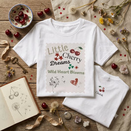 Cute Cherry Pattern Mint Green Cottagecore T Shirt