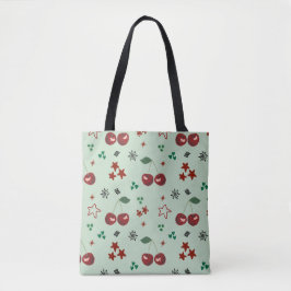 Cute Cherry Pattern Mint Green Cottagecore Tygkasse