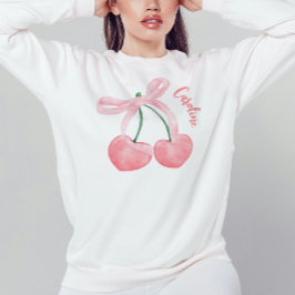 Cute Cherry w/ Rosa Bow Girly Coquette Aesthetic T Shirt