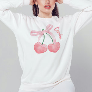 Cute Cherry w/ Rosa Bow Girly Coquette Aesthetic T Shirt
