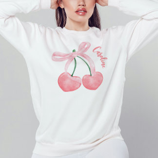 Cute Cherry w/ Rosa Bow Girly Coquette Aesthetic T Shirt