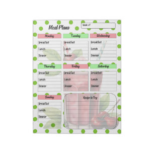 "Cute Cherry Weekly Meal Planner" Anteckningsblock