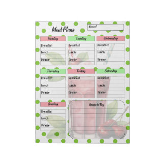 "Cute Cherry Weekly Meal Planner" Anteckningsblock