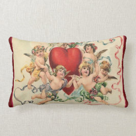 Cute Cherubs med Red Heart Valentine Lumbarkudde