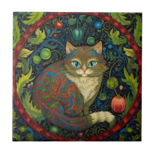 Cute Cheshire Cat art nouveau stil Kakelplatta