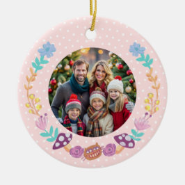 Cute Cheshire Katt Blommigt Utandning Rosa jul Julgransprydnad Keramik