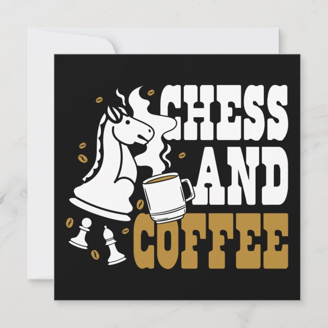 Cute Chess and Coffee Chess Lover Knight Art Inbjudningar (Framsida)