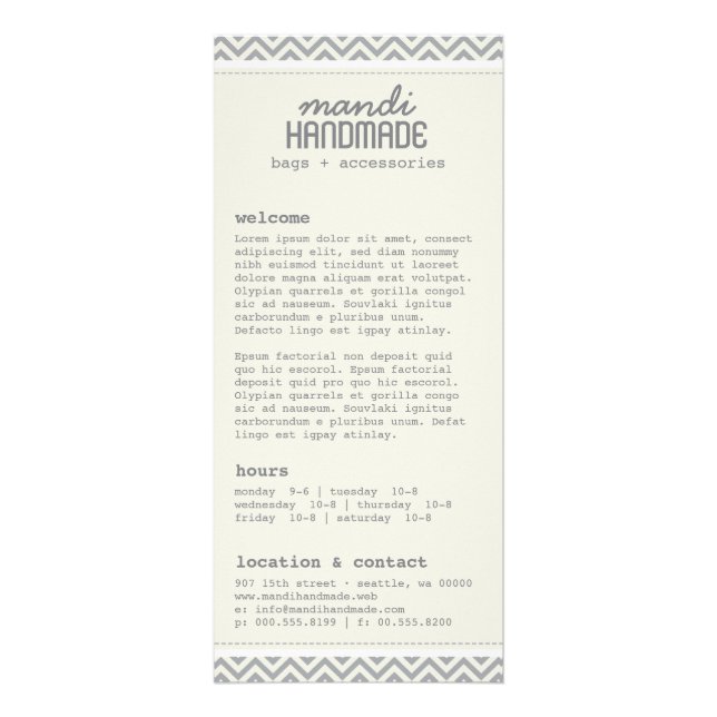 Cute Chevron Rand Rack Card Reklamkort (Framsidan)
