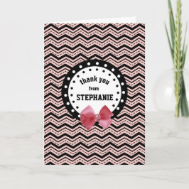 Cute Chevrons, Dots, Bow Rosa och White Z58 Tack Kort
