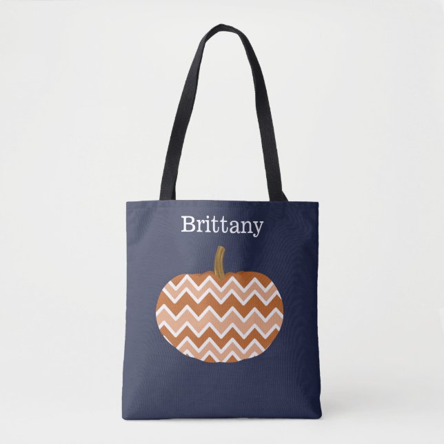 Cute Chevrons Pumpkin | PERSONLIG Tygkasse (Framsida)