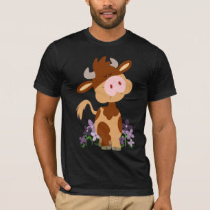 Cute Chewing Tecknad Cow T-Shirt