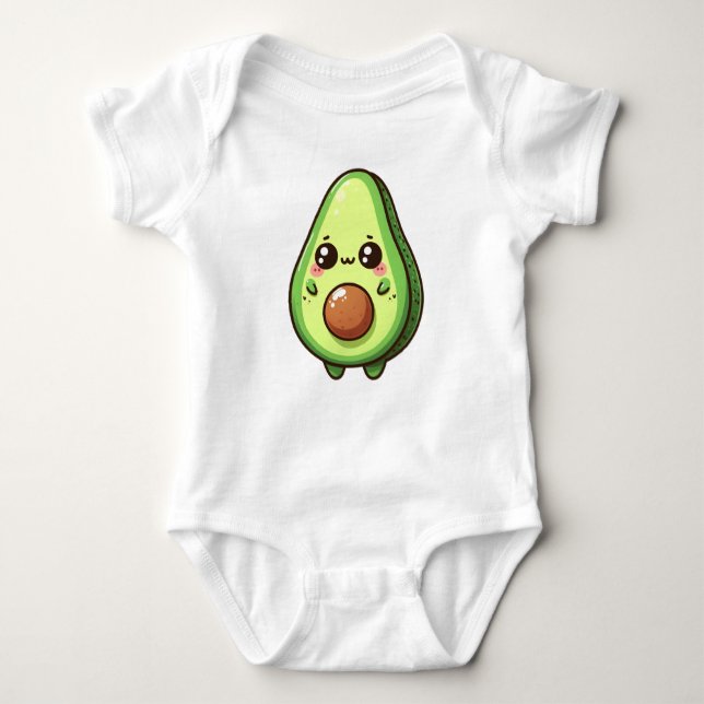 Cute Chibi Avocado T Shirt (Framsida)