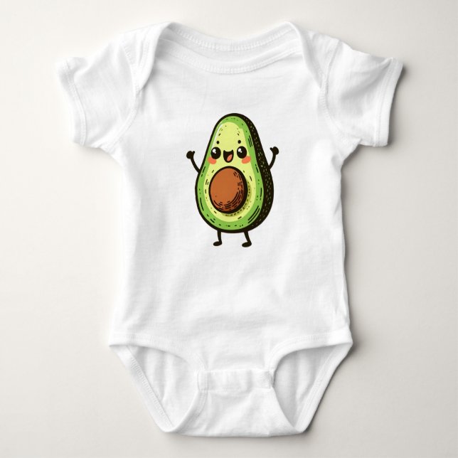 Cute Chibi Avocado T Shirt (Framsida)