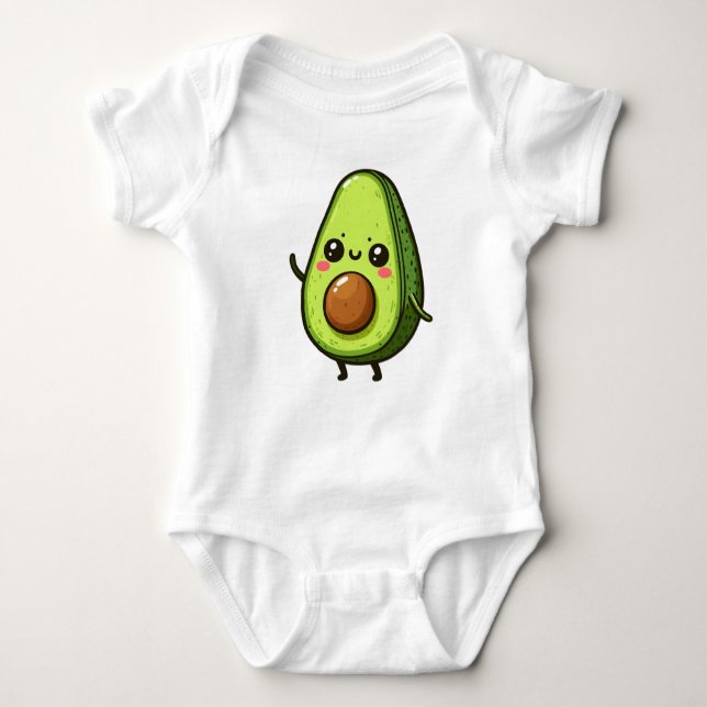 Cute Chibi Avocado T Shirt (Framsida)
