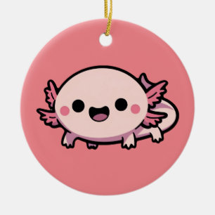 Cute Chibi Axolotl Julgransprydnad Keramik