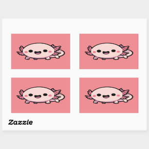 Cute Chibi Axolotl Rektangulärt Klistermärke