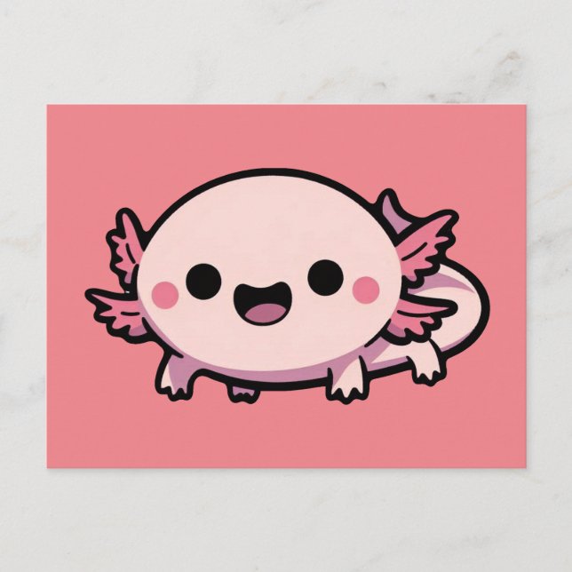Cute Chibi Axolotl Vykort (Framsida)