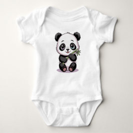 Cute Chibi Baby Panda Bear with Bamboo - Kawaii T Shirt